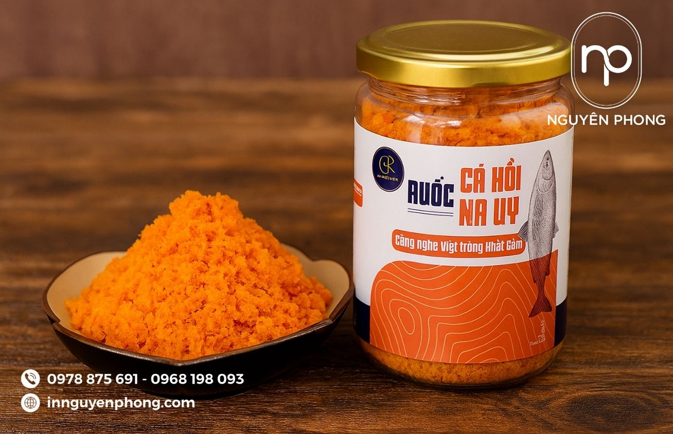 Mẫu tem nhãn ruốc cá hồi 